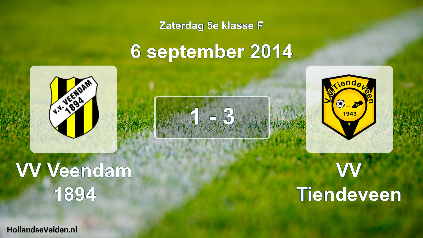 Total number of matches played: VV Veendam 1894 - VV Tiendeveen 1 - 3 (6 September 2014)