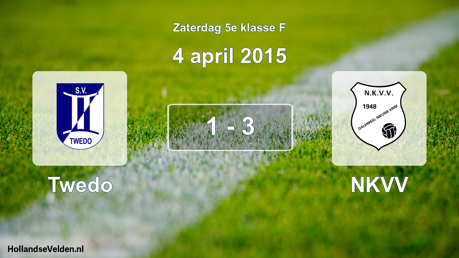 Total number of matches played: Twedo - NKVV 1 - 3 (4 April 2015)