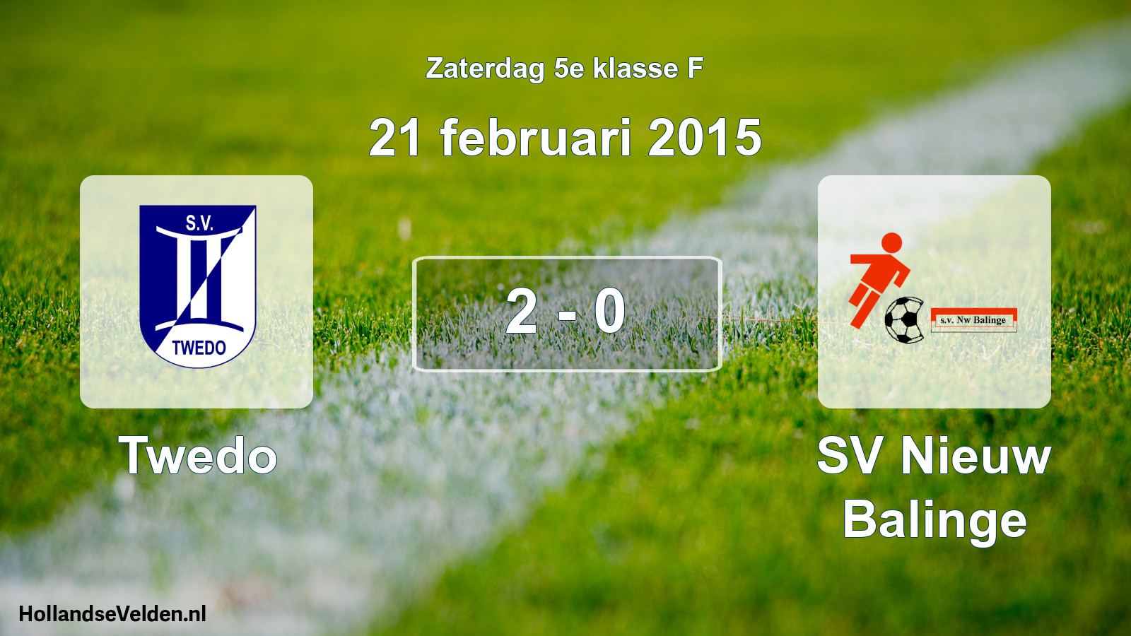 Total number of matches played: Twedo - SV Nieuw Balinge 2 - 0 (21 February 2015)