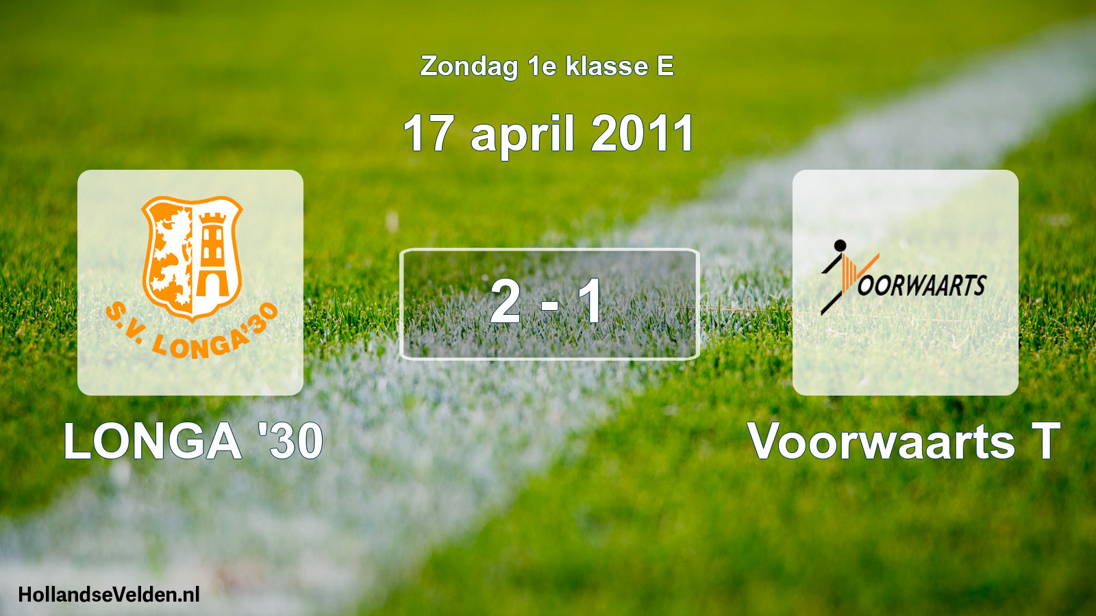 Total number of matches played: LONGA '30 - Voorwaarts T 2 - 1 (17 April 2011)