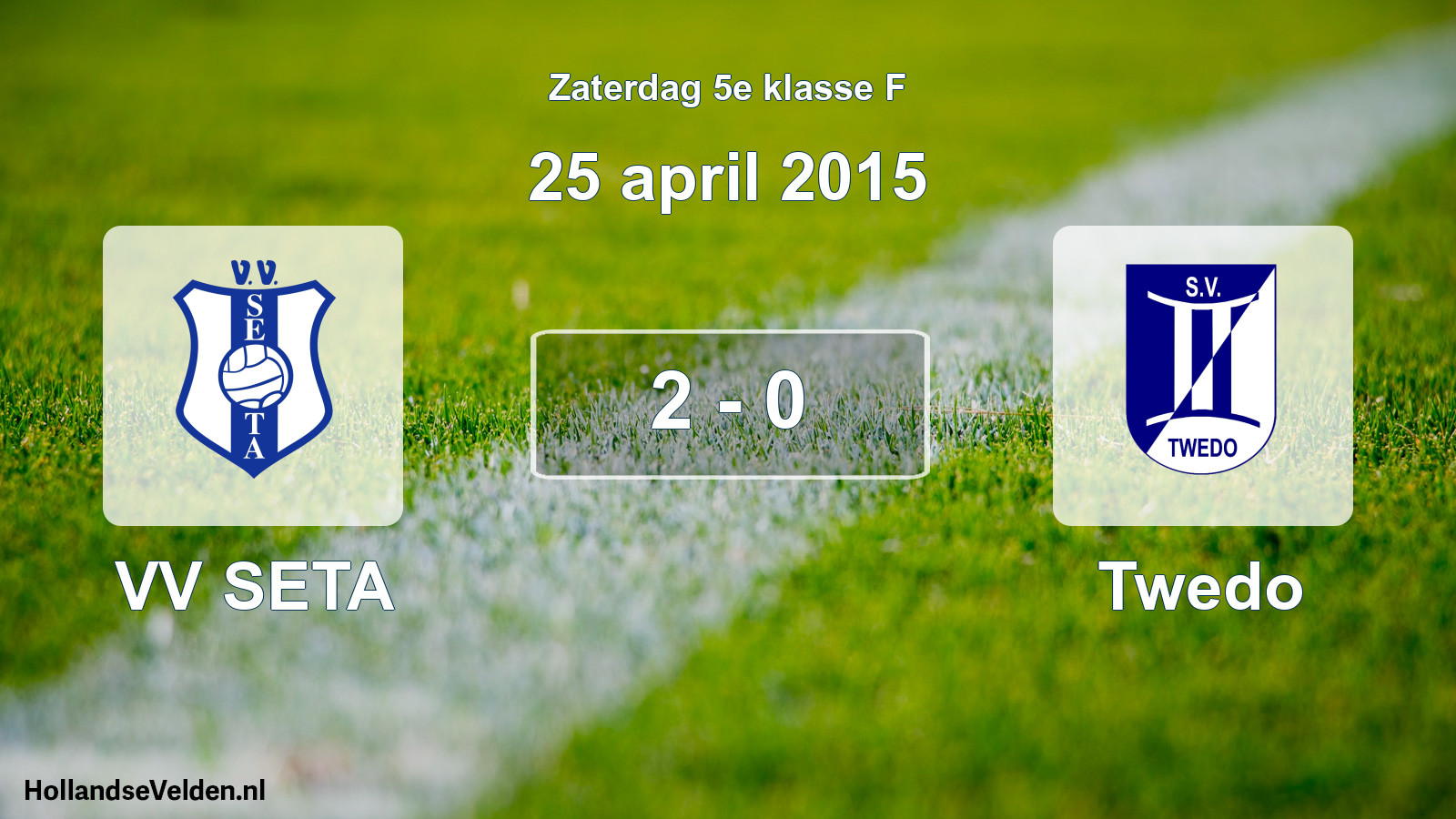 Total number of matches played: VV SETA - Twedo 2 - 0 (25 April 2015)