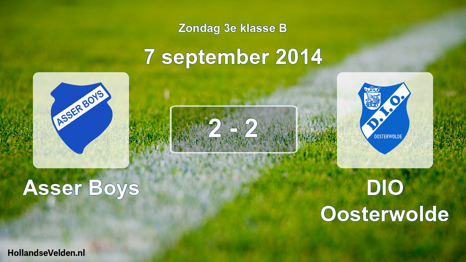 Total number of matches played: Asser Boys - DIO Oosterwolde 2 - 2 (7 September 2014)