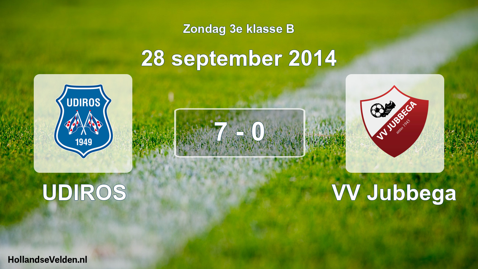 Total number of matches played: UDIROS - VV Jubbega 7 - 0 (28 September 2014)