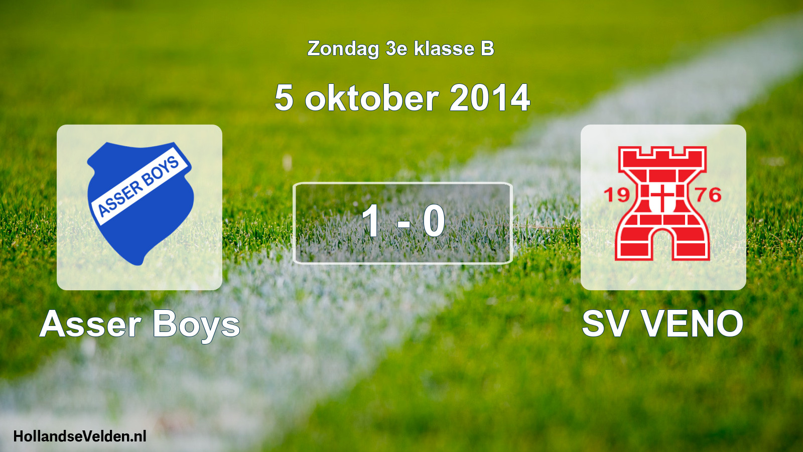 Total number of matches played: Asser Boys - SV VENO 1 - 0 (5 October 2014)
