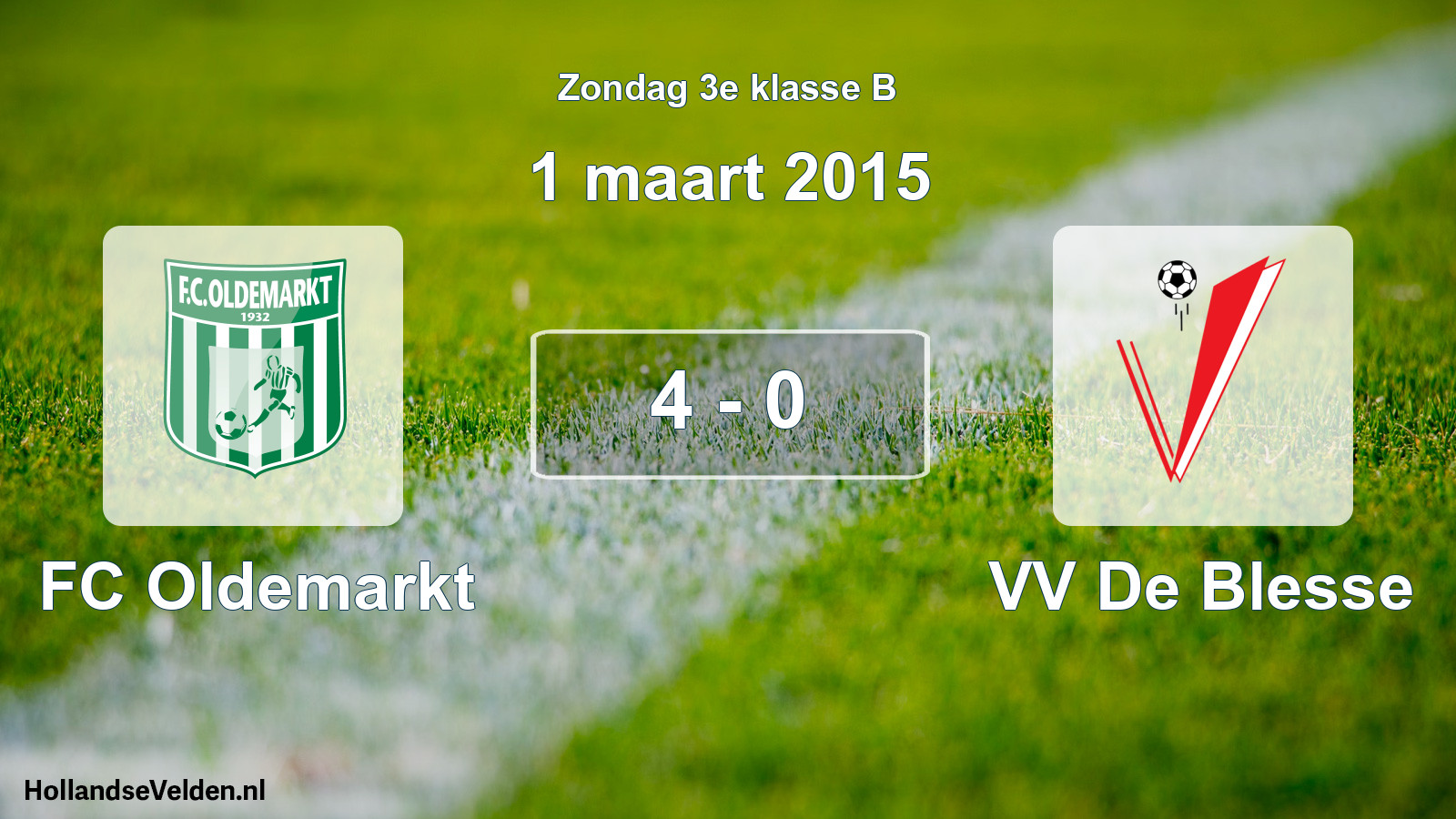Total number of matches played: FC Oldemarkt - VV De Blesse 4 - 0 (1 March 2015)