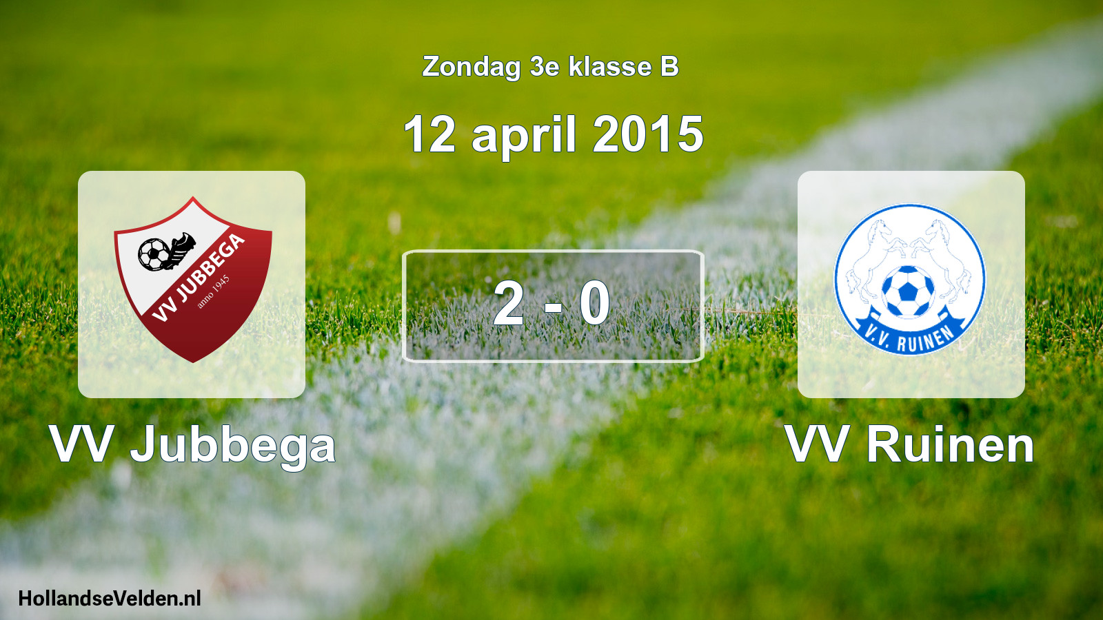 Total number of matches played: VV Jubbega - VV Ruinen 2 - 0 (12 April 2015)