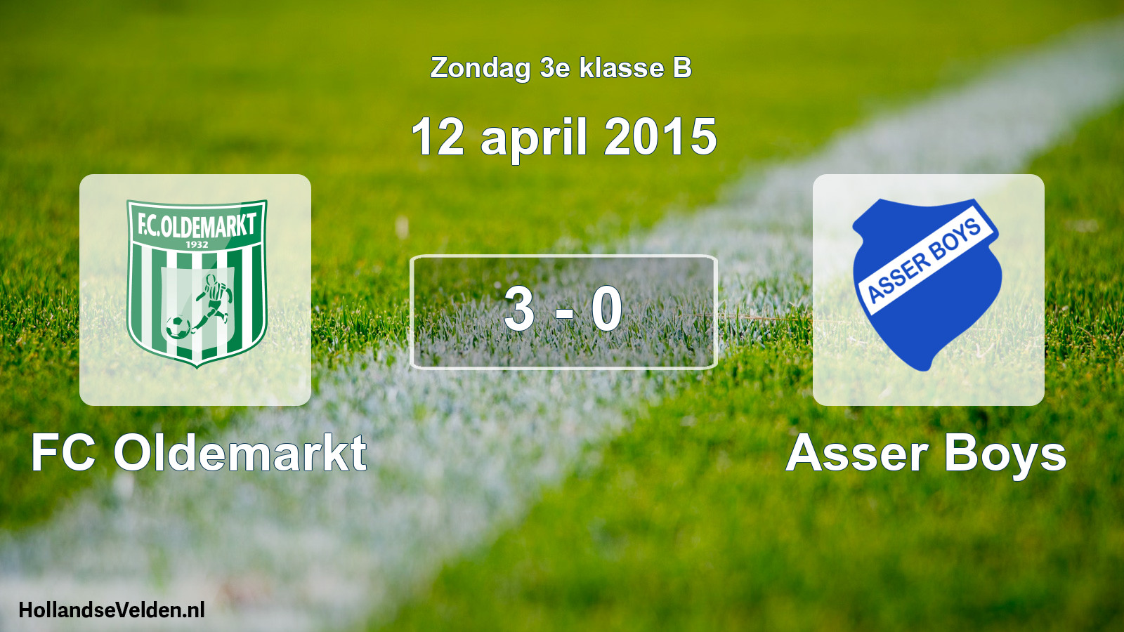 Total number of matches played: FC Oldemarkt - Asser Boys 3 - 0 (12 April 2015)