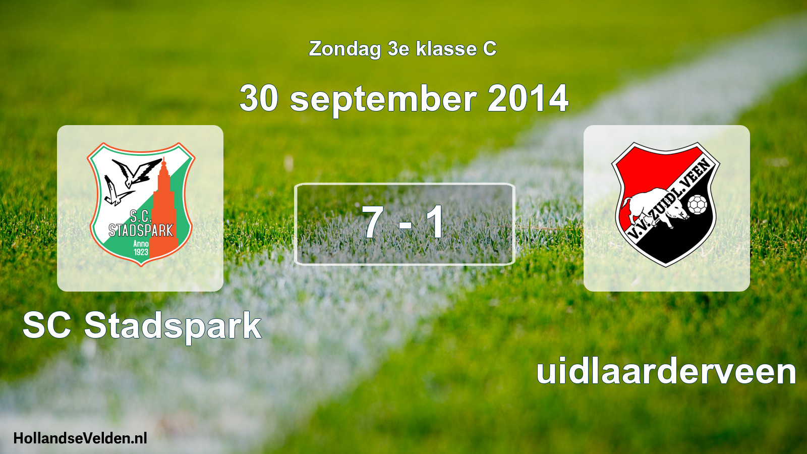 Total number of matches played: SC Stadspark - Zuidlaarderveen 7 - 1 (30 September 2014)