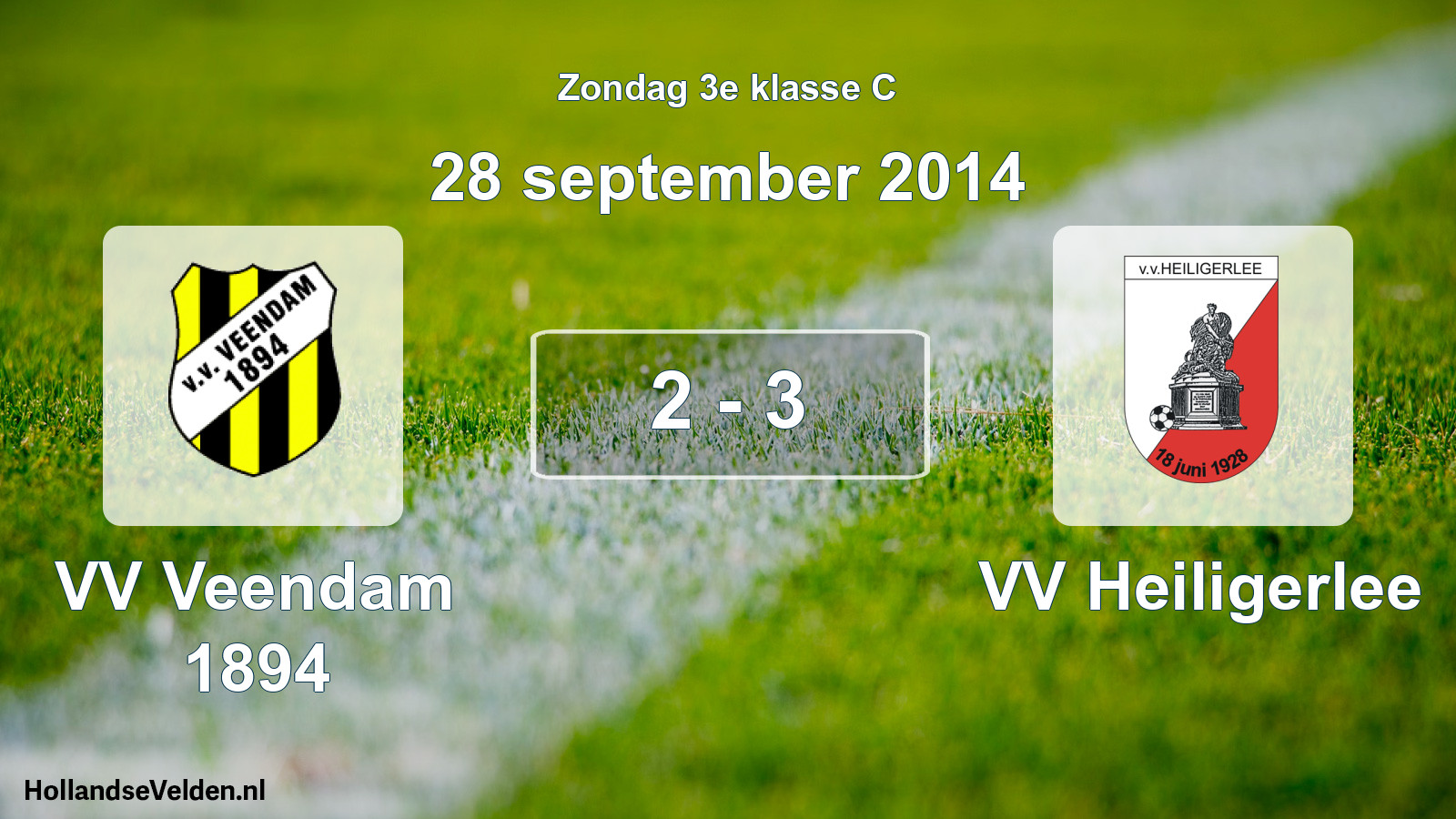 Total number of matches played: VV Veendam 1894 - VV Heiligerlee 2 - 3 (28 September 2014)