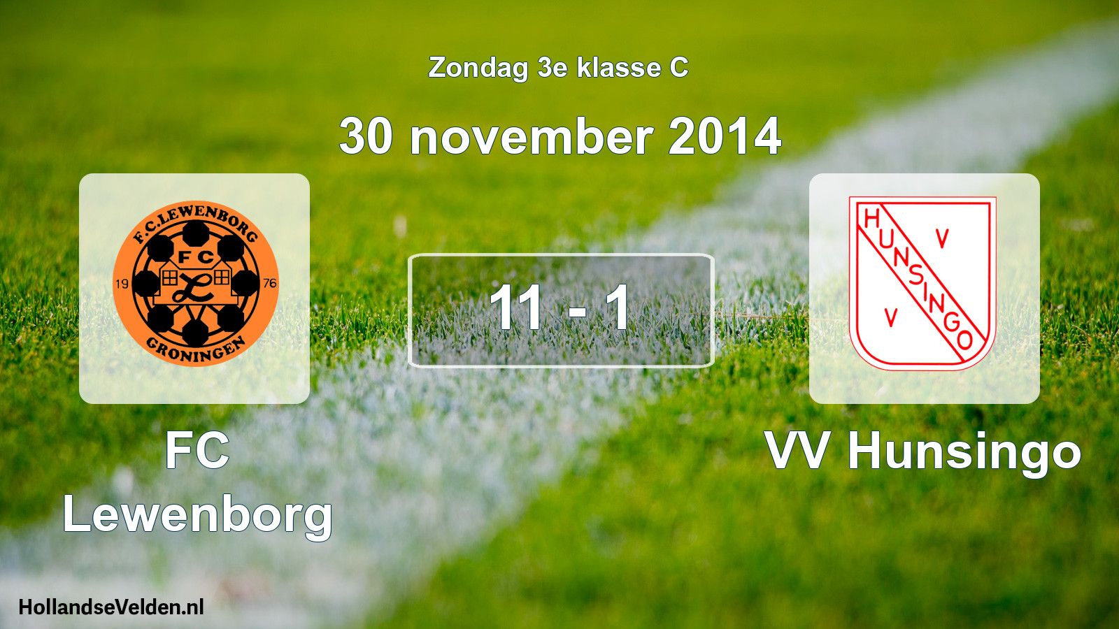 Total number of matches played: FC Lewenborg - VV Hunsingo 11 - 1 (30 November 2014)