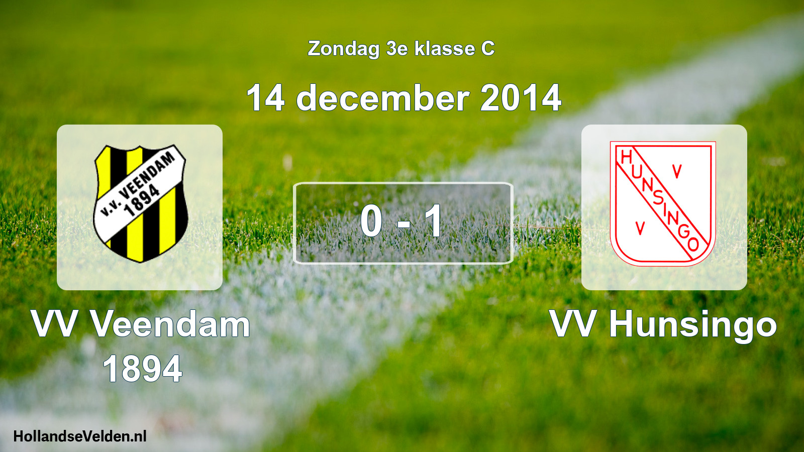 Total number of matches played: VV Veendam 1894 - VV Hunsingo 0 - 1 (14 December 2014)