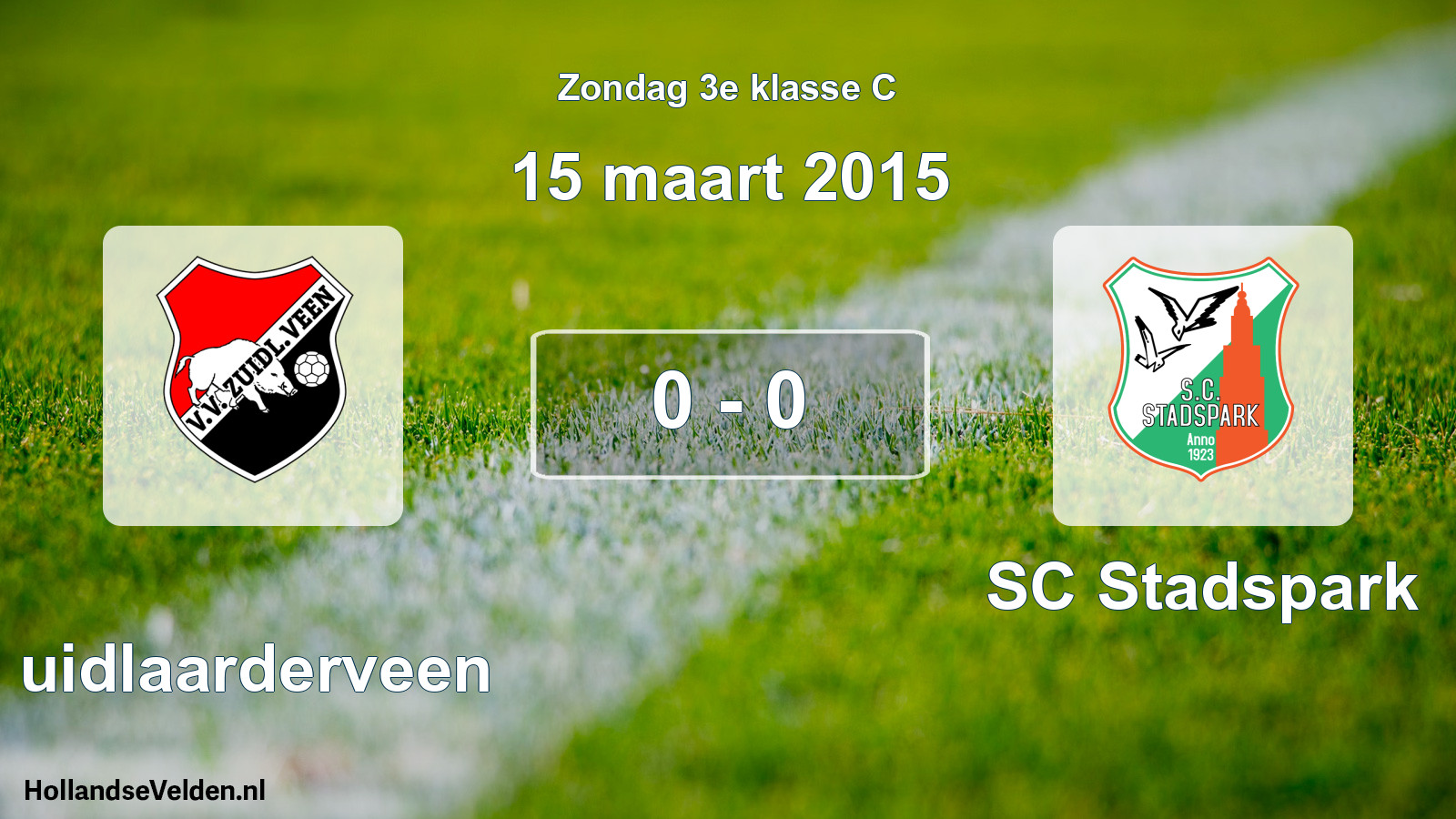 Total number of matches played: Zuidlaarderveen - SC Stadspark 0 - 0 (15 March 2015)