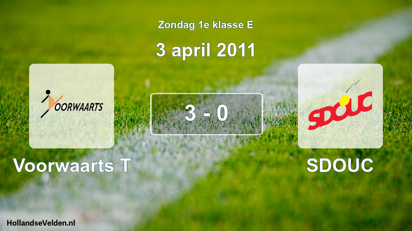 Total number of matches played: Voorwaarts T - SDOUC 3 - 0 (3 April 2011)
