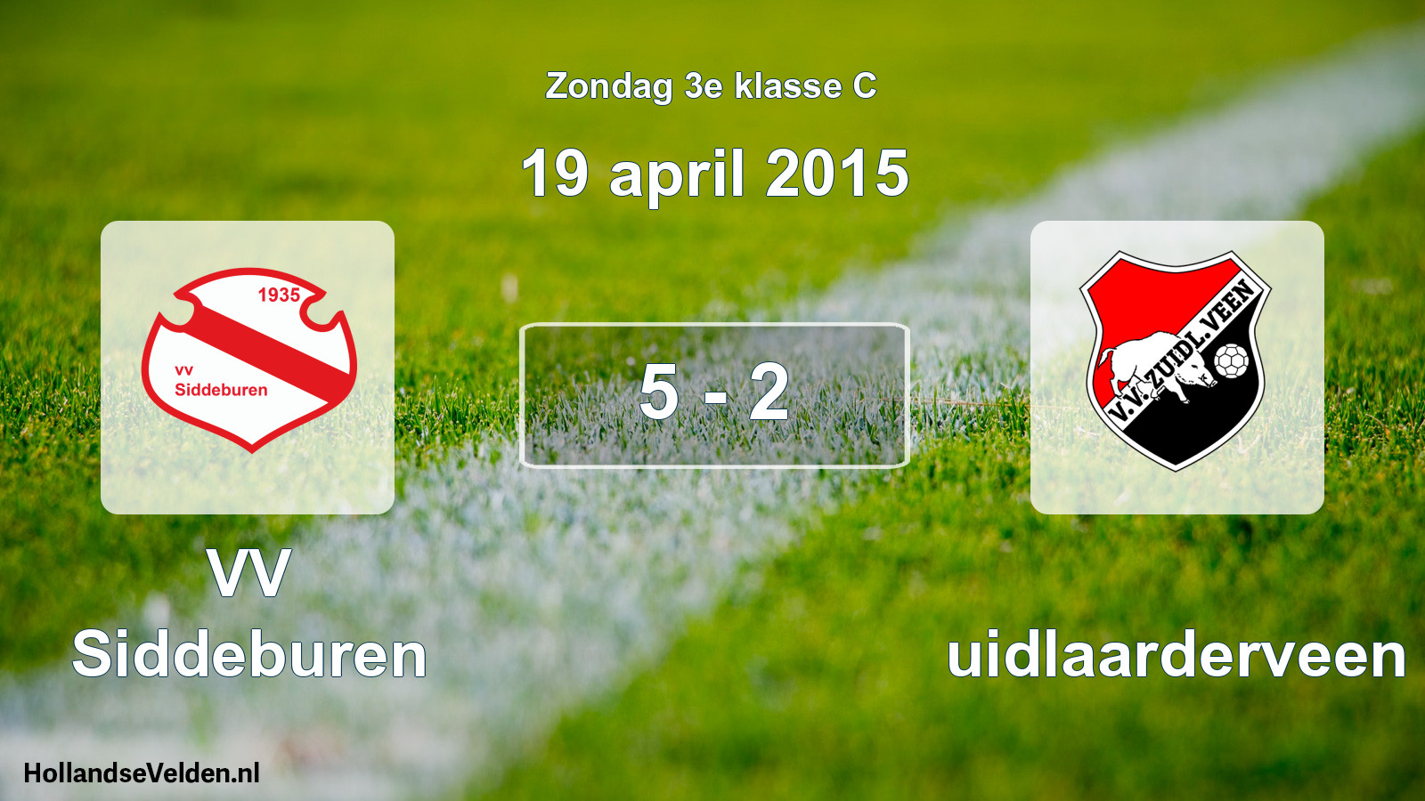 Total number of matches played: VV Siddeburen - Zuidlaarderveen 5 - 2 (19 April 2015)