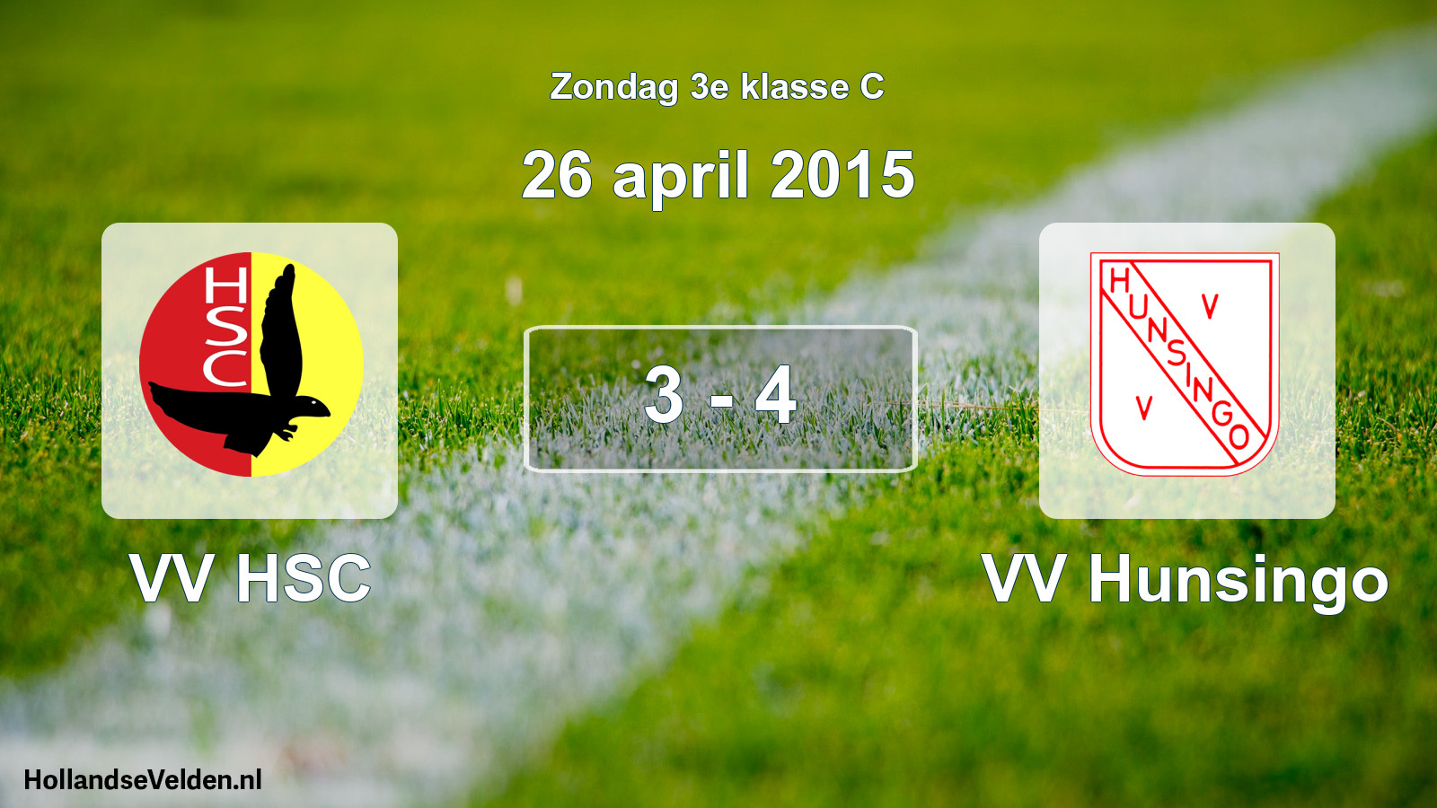 Total number of matches played: VV HSC - VV Hunsingo 3 - 4 (26 April 2015)