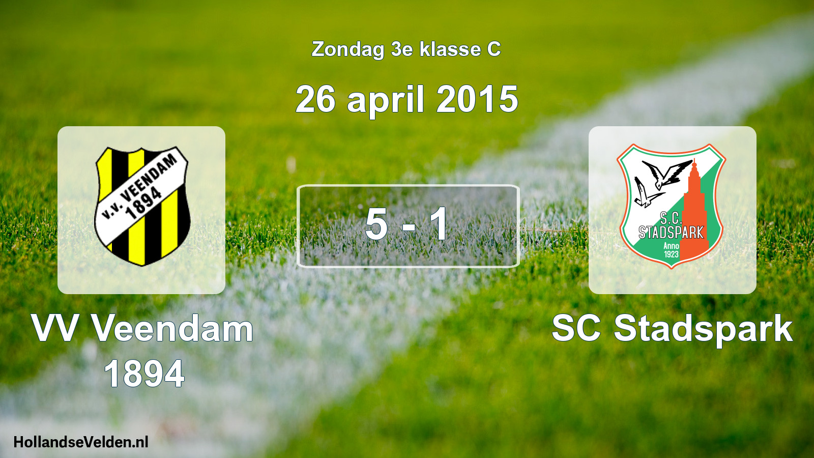 Total number of matches played: VV Veendam 1894 - SC Stadspark 5 - 1 (26 April 2015)