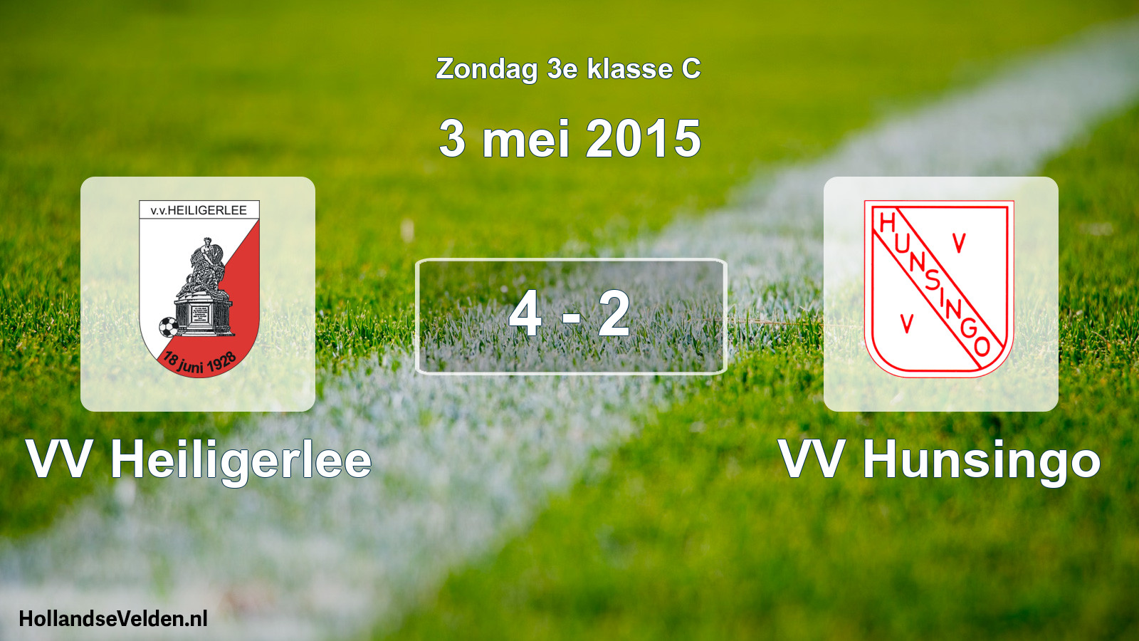 Total number of matches played: VV Heiligerlee - VV Hunsingo 4 - 2 (3 May 2015)