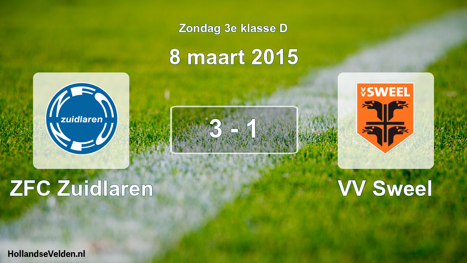 Total number of matches played: ZFC Zuidlaren - VV Sweel 3 - 1 (8 March 2015)
