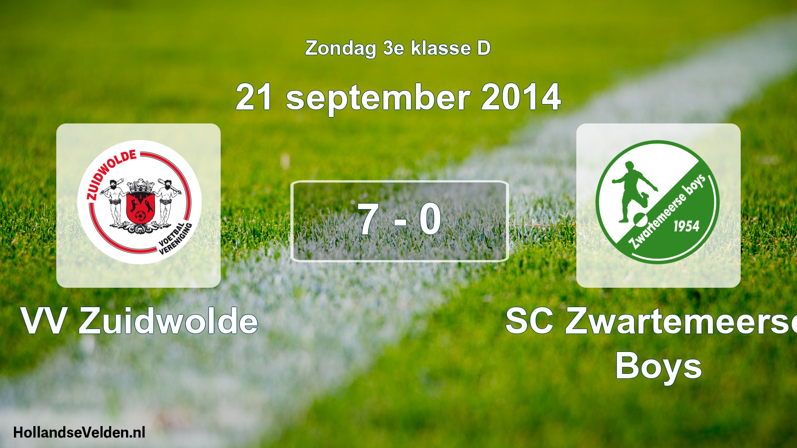 Total number of matches played: VV Zuidwolde - SC Zwartemeerse Boys 7 - 0 (21 September 2014)