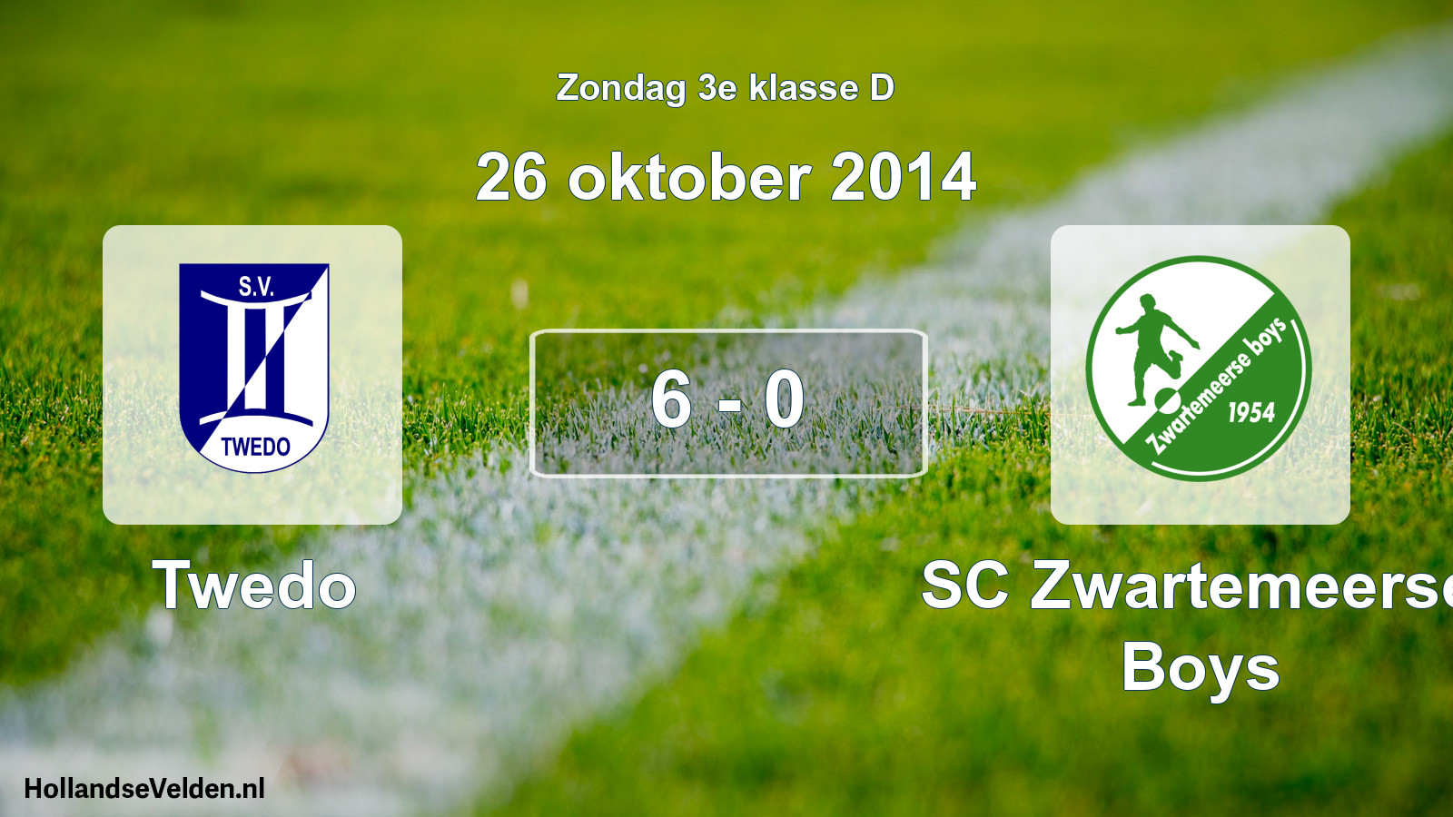 Total number of matches played: Twedo - SC Zwartemeerse Boys 6 - 0 (26 October 2014)