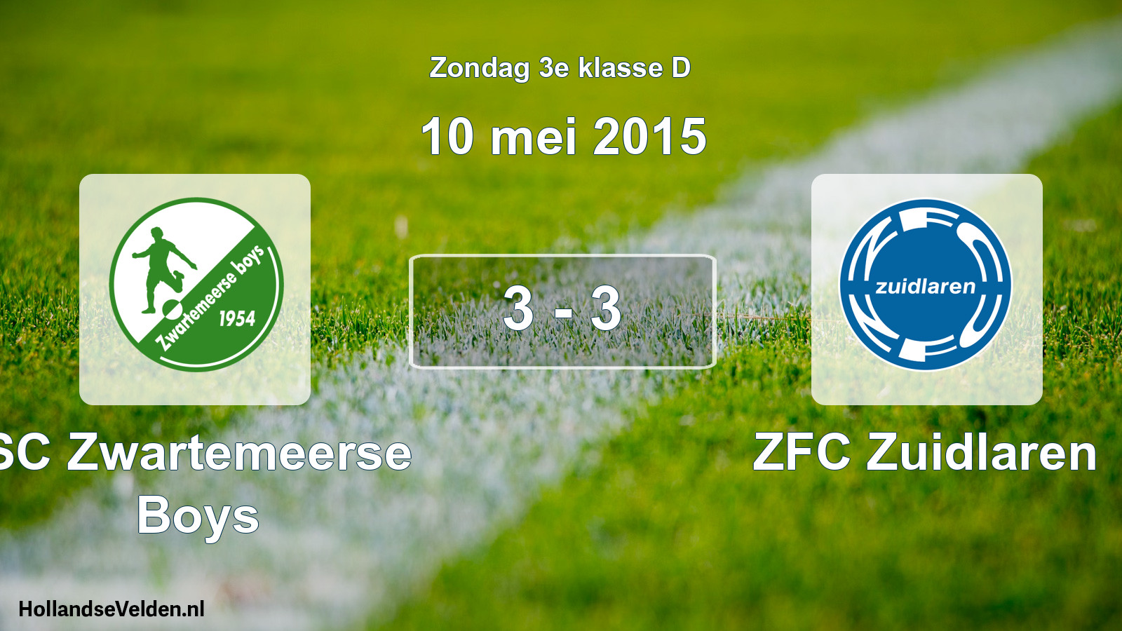 Total number of matches played: SC Zwartemeerse Boys - ZFC Zuidlaren 3 - 3 (10 May 2015)