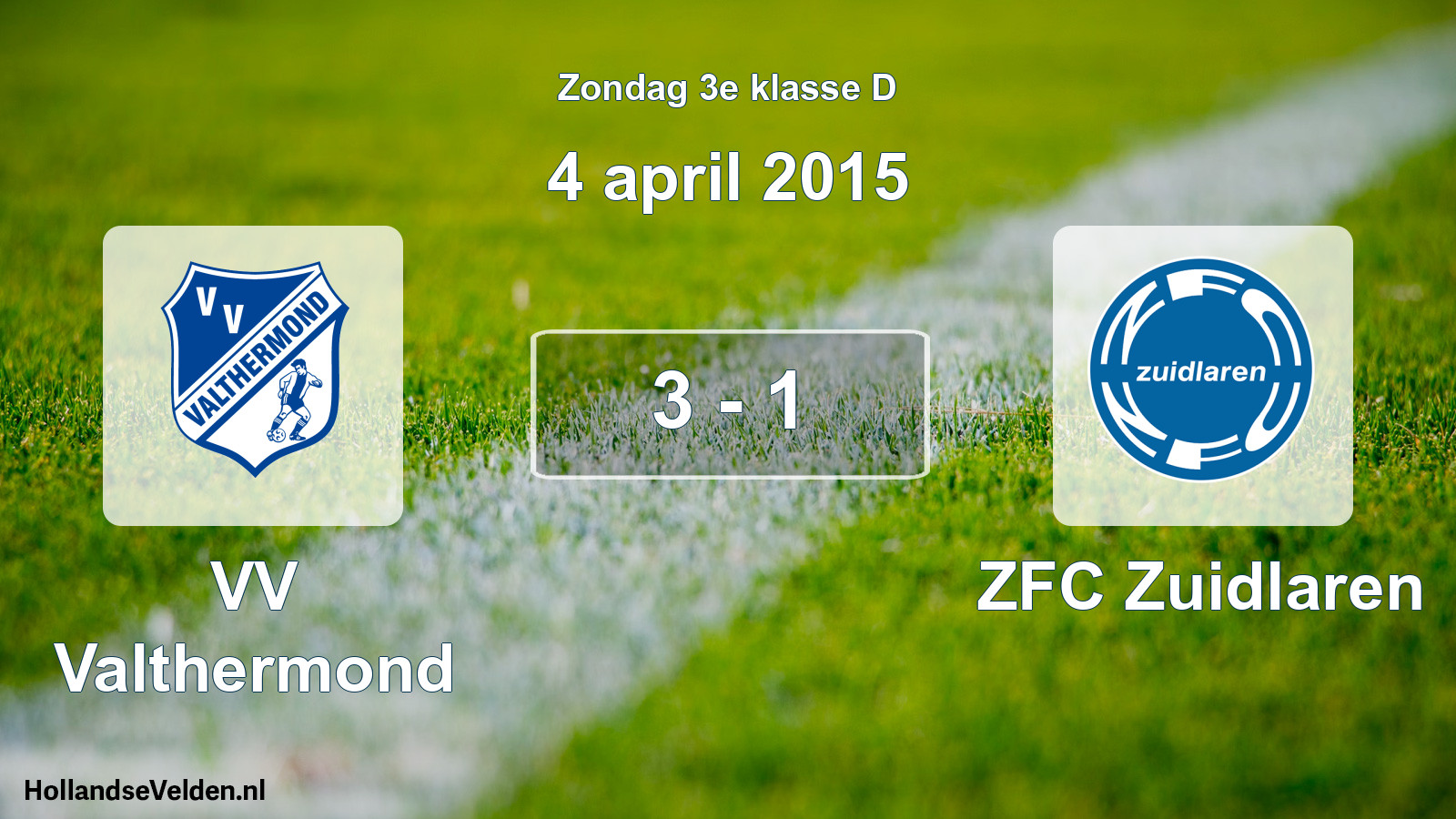 Total number of matches played: VV Valthermond - ZFC Zuidlaren 3 - 1 (4 April 2015)