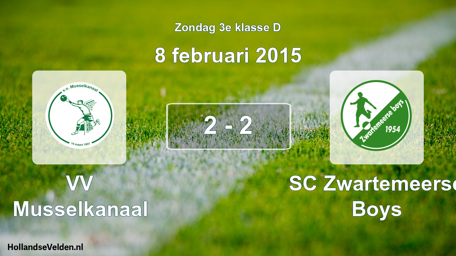 Total number of matches played: VV Musselkanaal - SC Zwartemeerse Boys 2 - 2 (8 February 2015)