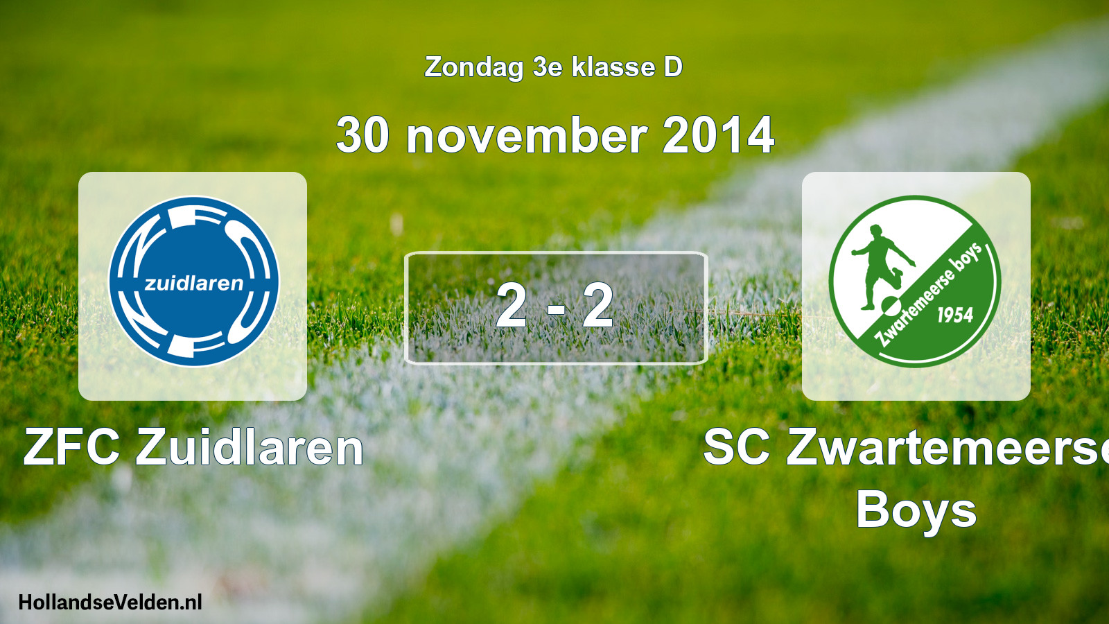 Total number of matches played: ZFC Zuidlaren - SC Zwartemeerse Boys 2 - 2 (30 November 2014)