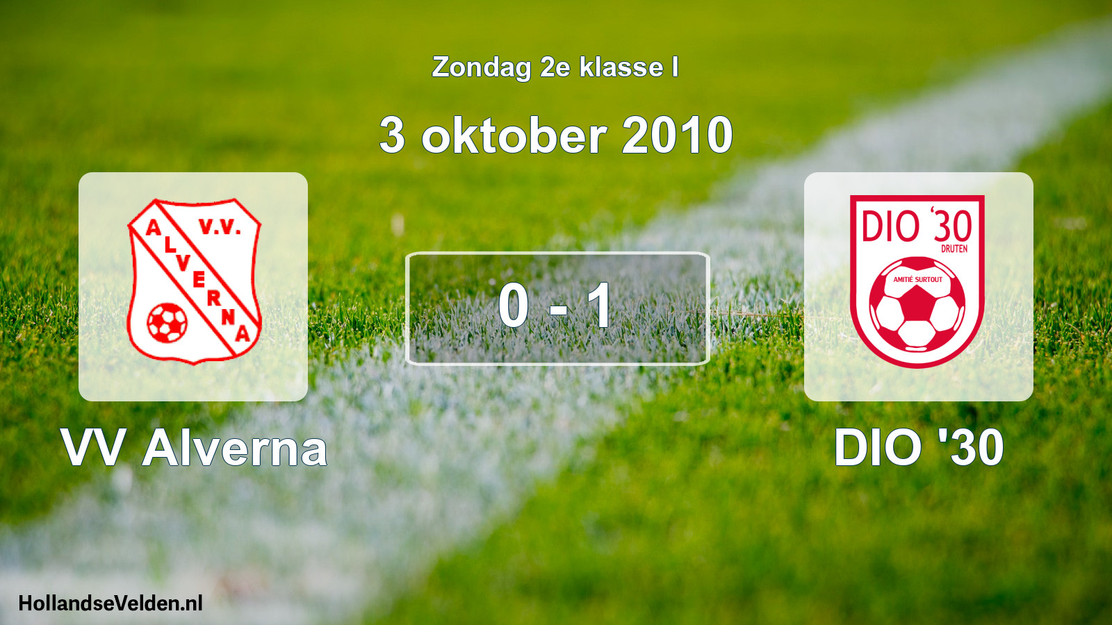 Total number of matches played: VV Alverna - DIO '30 0 - 1 (3 October 2010)