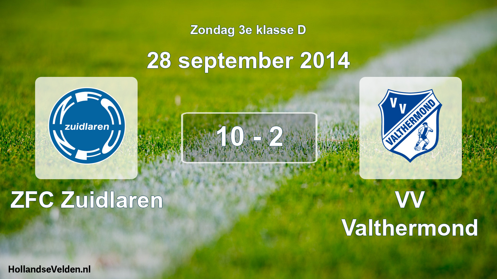 Total number of matches played: ZFC Zuidlaren - VV Valthermond 10 - 2 (28 September 2014)
