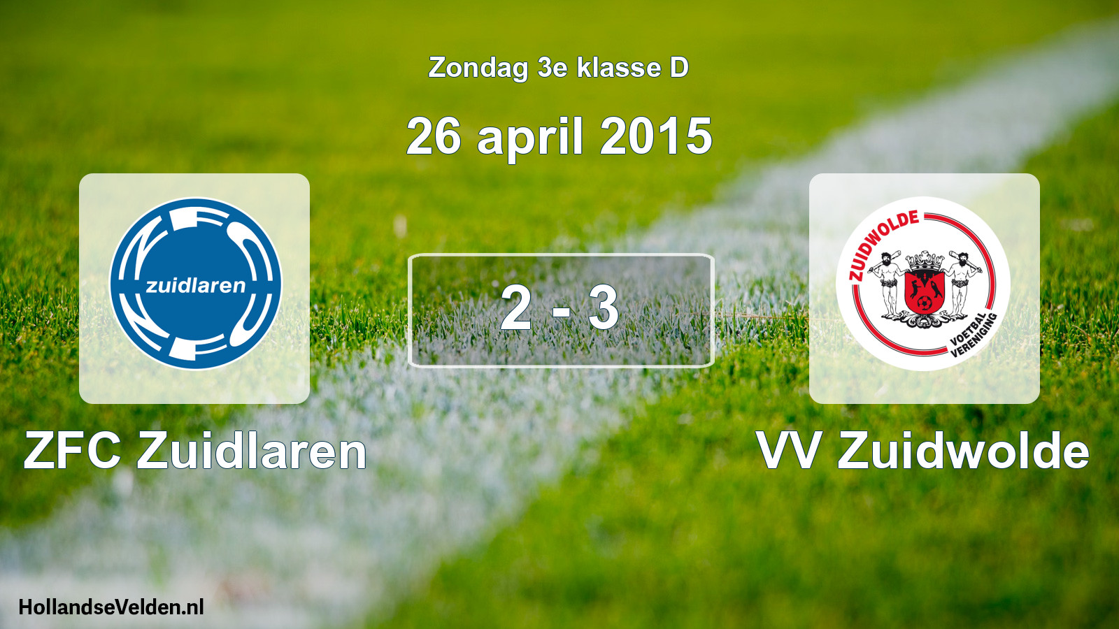 Total number of matches played: ZFC Zuidlaren - VV Zuidwolde 2 - 3 (26 April 2015)