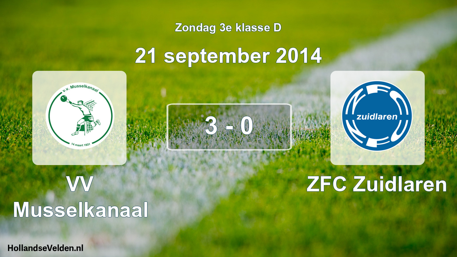 Total number of matches played: VV Musselkanaal - ZFC Zuidlaren 3 - 0 (21 September 2014)