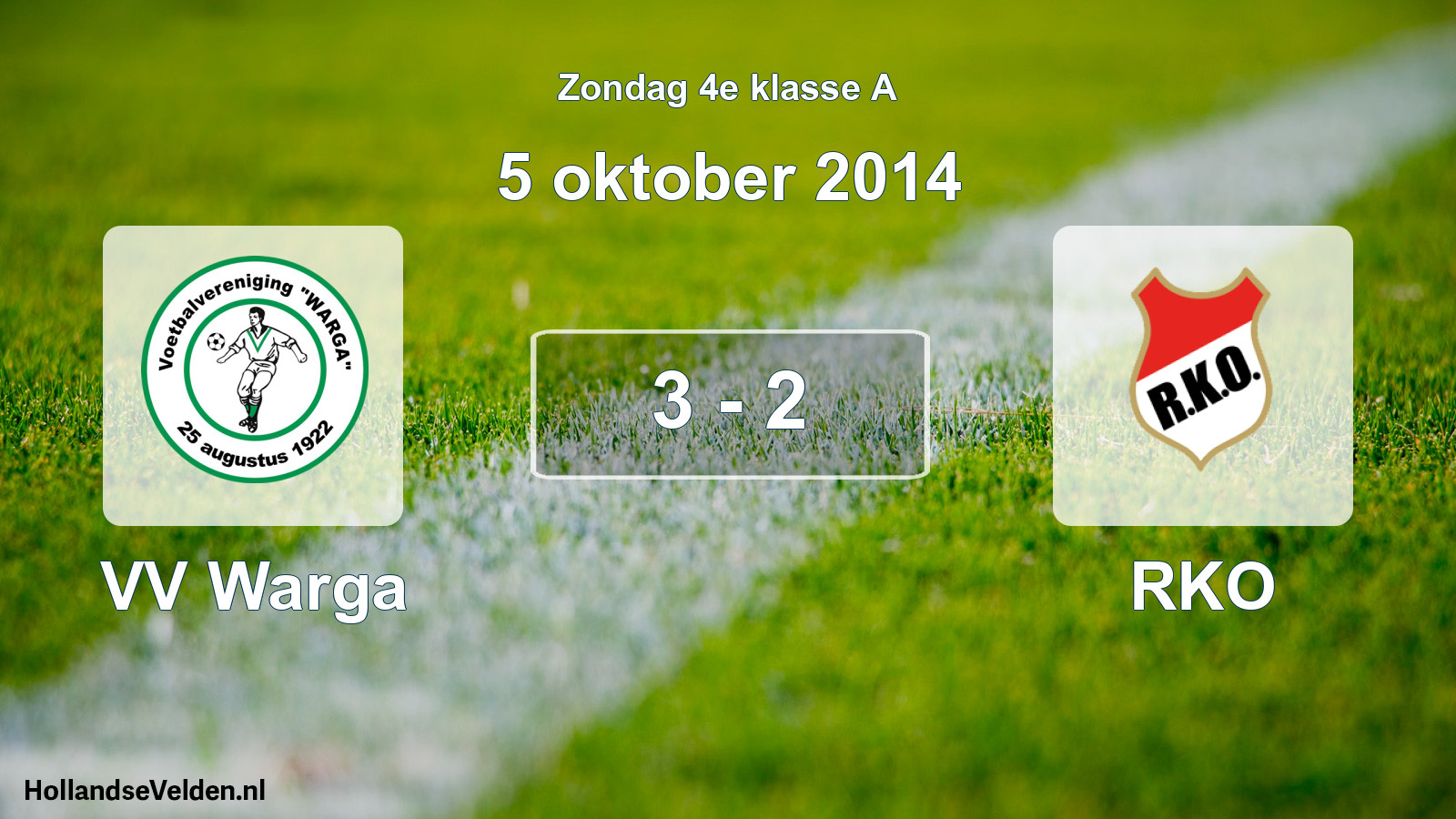Total number of matches played: VV Warga - RKO 3 - 2 (5 October 2014)