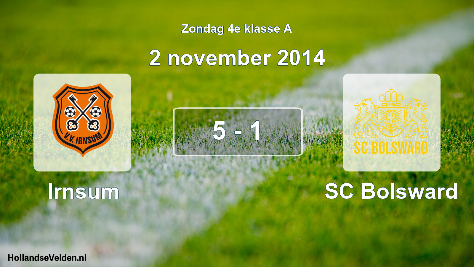 Total number of matches played: Irnsum - SC Bolsward 5 - 1 (2 November 2014)
