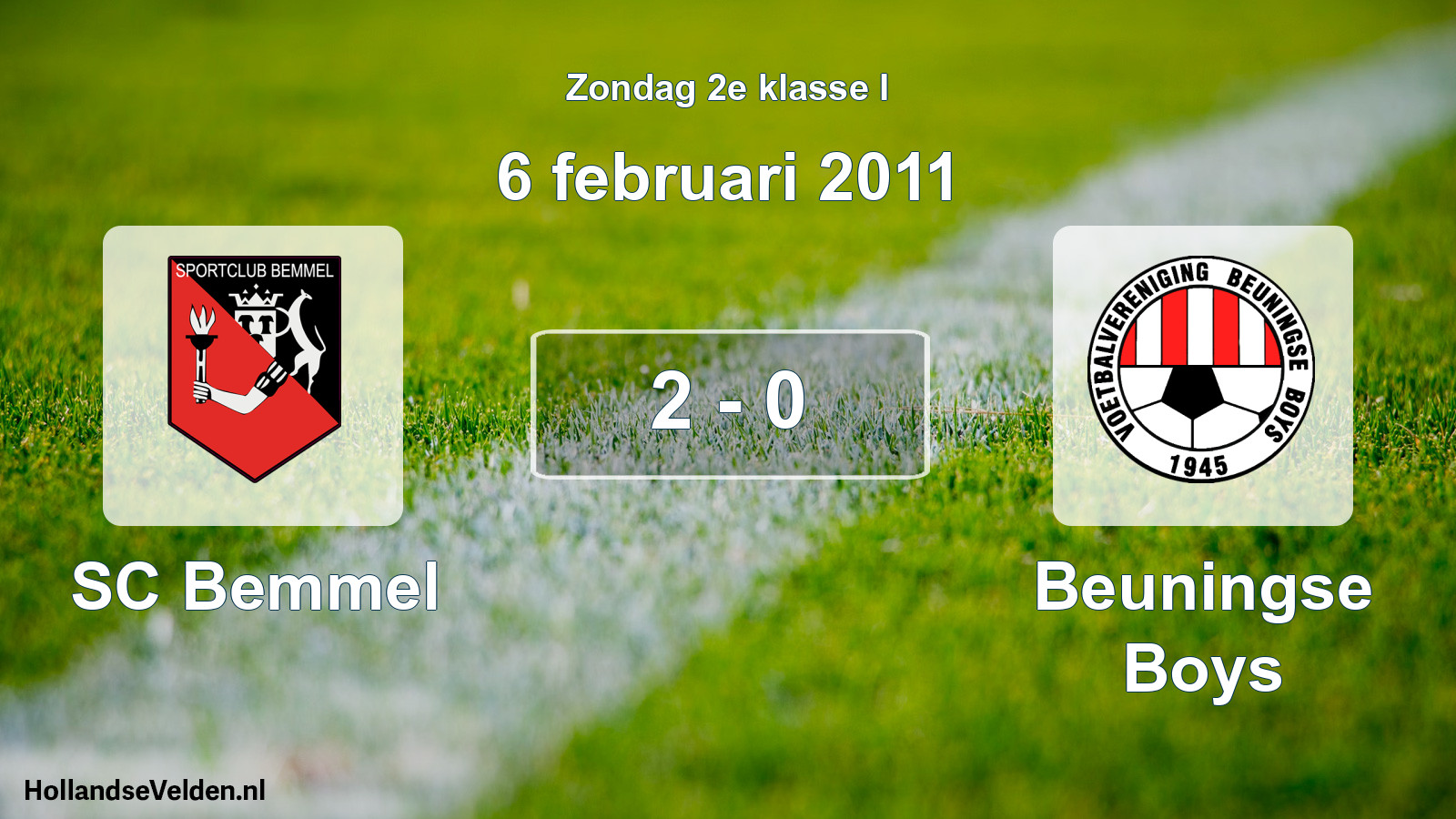 Total number of matches played: SC Bemmel - Beuningse Boys 2 - 0 (6 February 2011)
