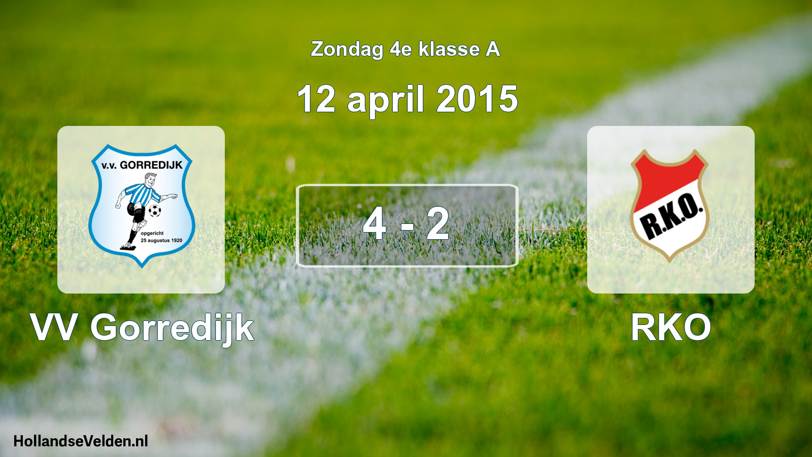 Total number of matches played: VV Gorredijk - RKO 4 - 2 (12 April 2015)