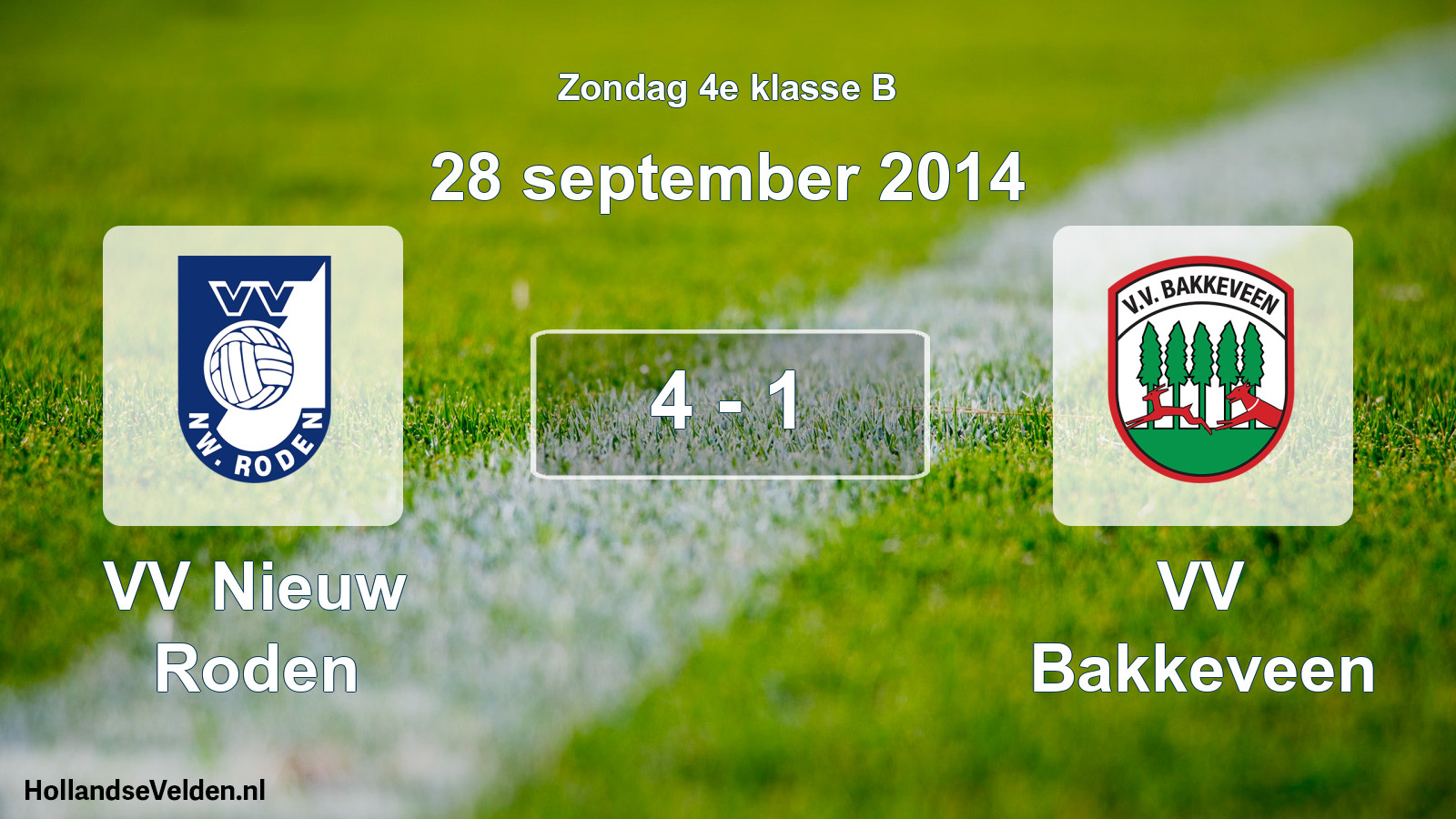 Total number of matches played: VV Nieuw Roden - VV Bakkeveen 4 - 1 (28 September 2014)