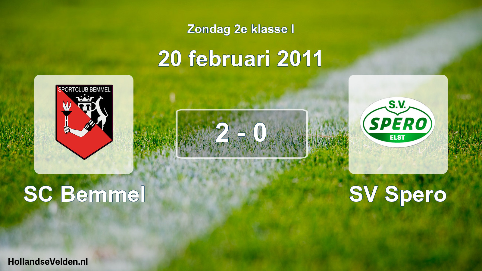 Total number of matches played: SC Bemmel - SV Spero 2 - 0 (20 February 2011)