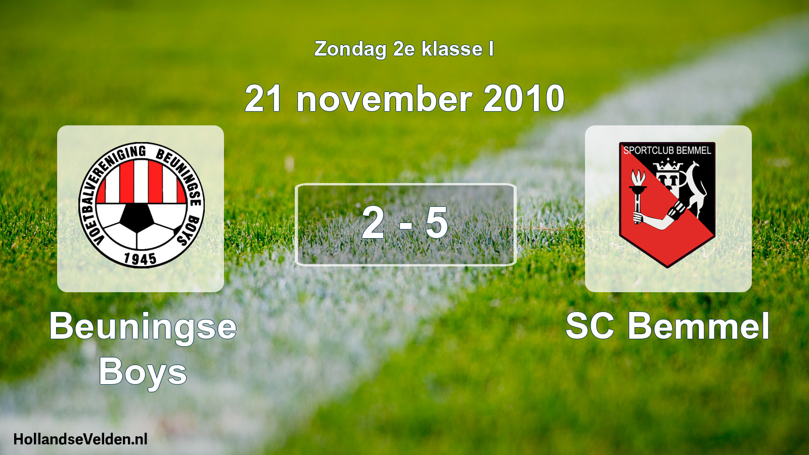 Total number of matches played: Beuningse Boys - SC Bemmel 2 - 5 (21 November 2010)