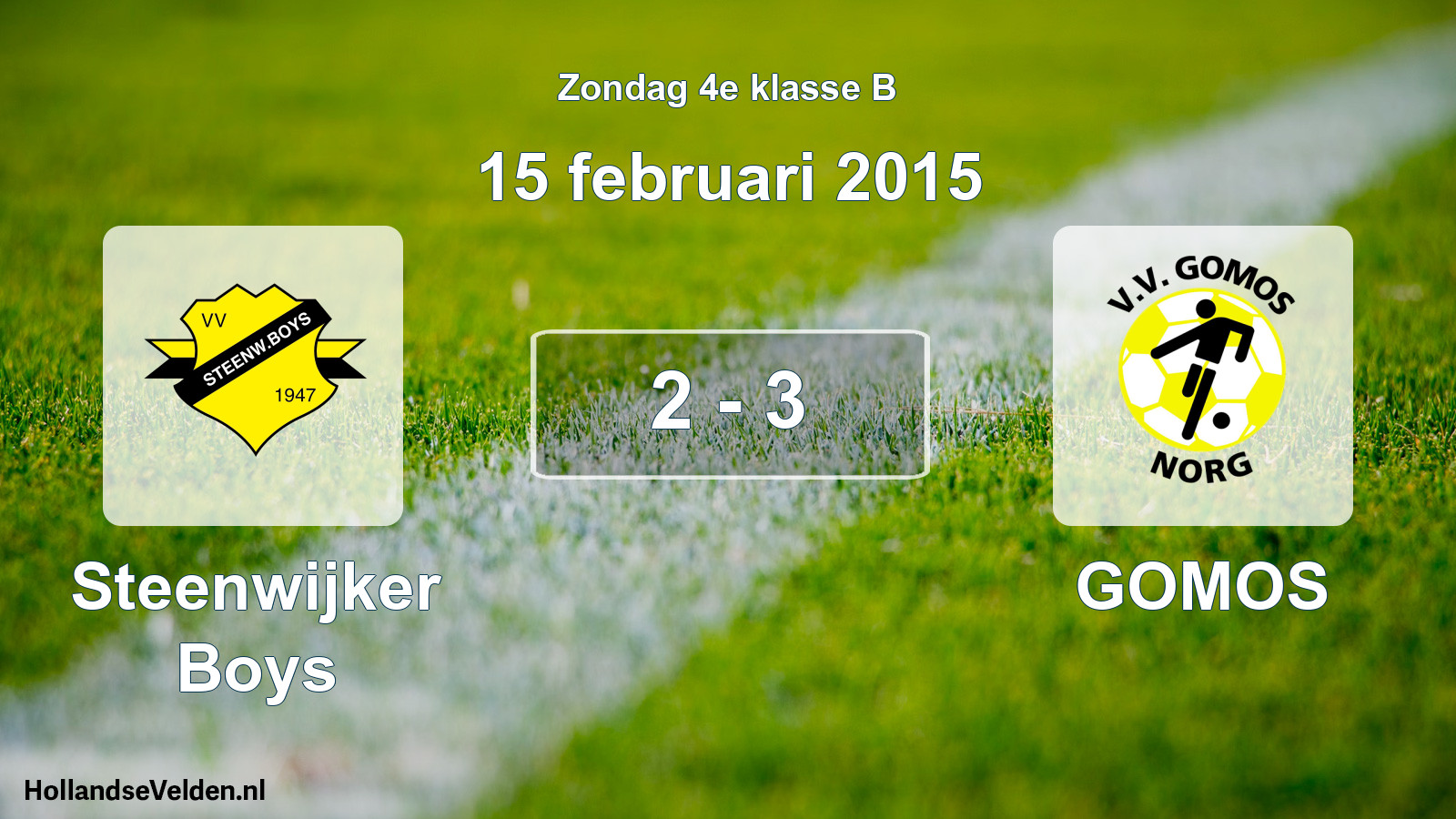 Total number of matches played: Steenwijker Boys - GOMOS 2 - 3 (15 February 2015)