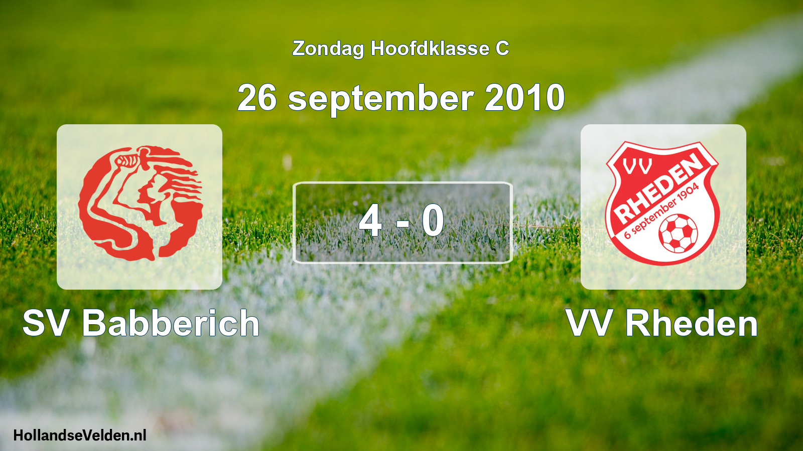 Total number of matches played: SV Babberich - VV Rheden 4 - 0 (26 September 2010)