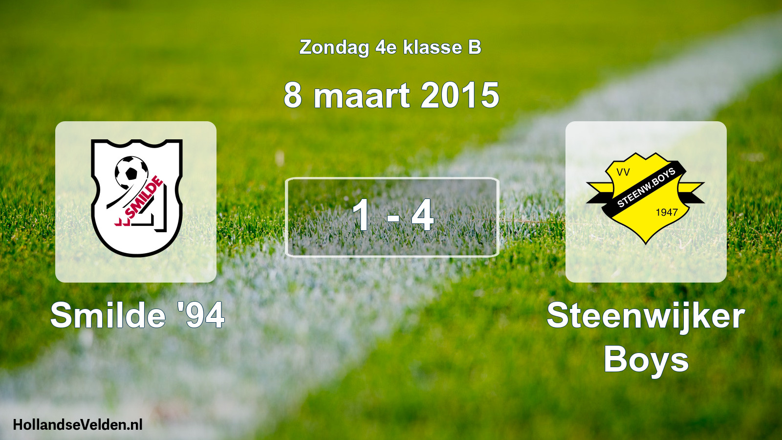 Total number of matches played: Smilde '94 - Steenwijker Boys 1 - 4 (8 March 2015)