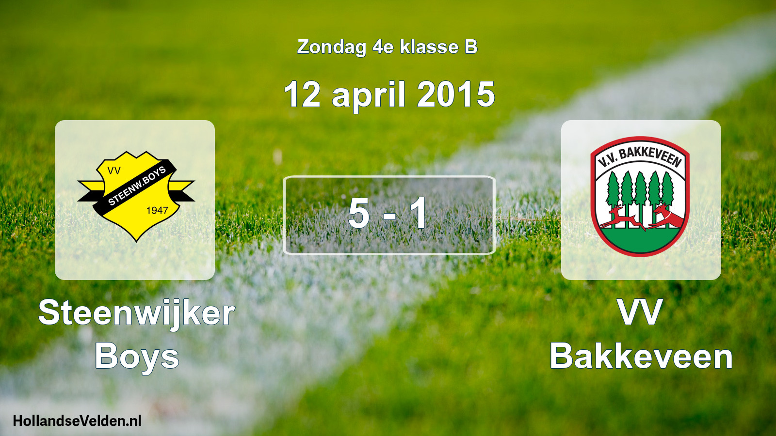 Total number of matches played: Steenwijker Boys - VV Bakkeveen 5 - 1 (12 April 2015)