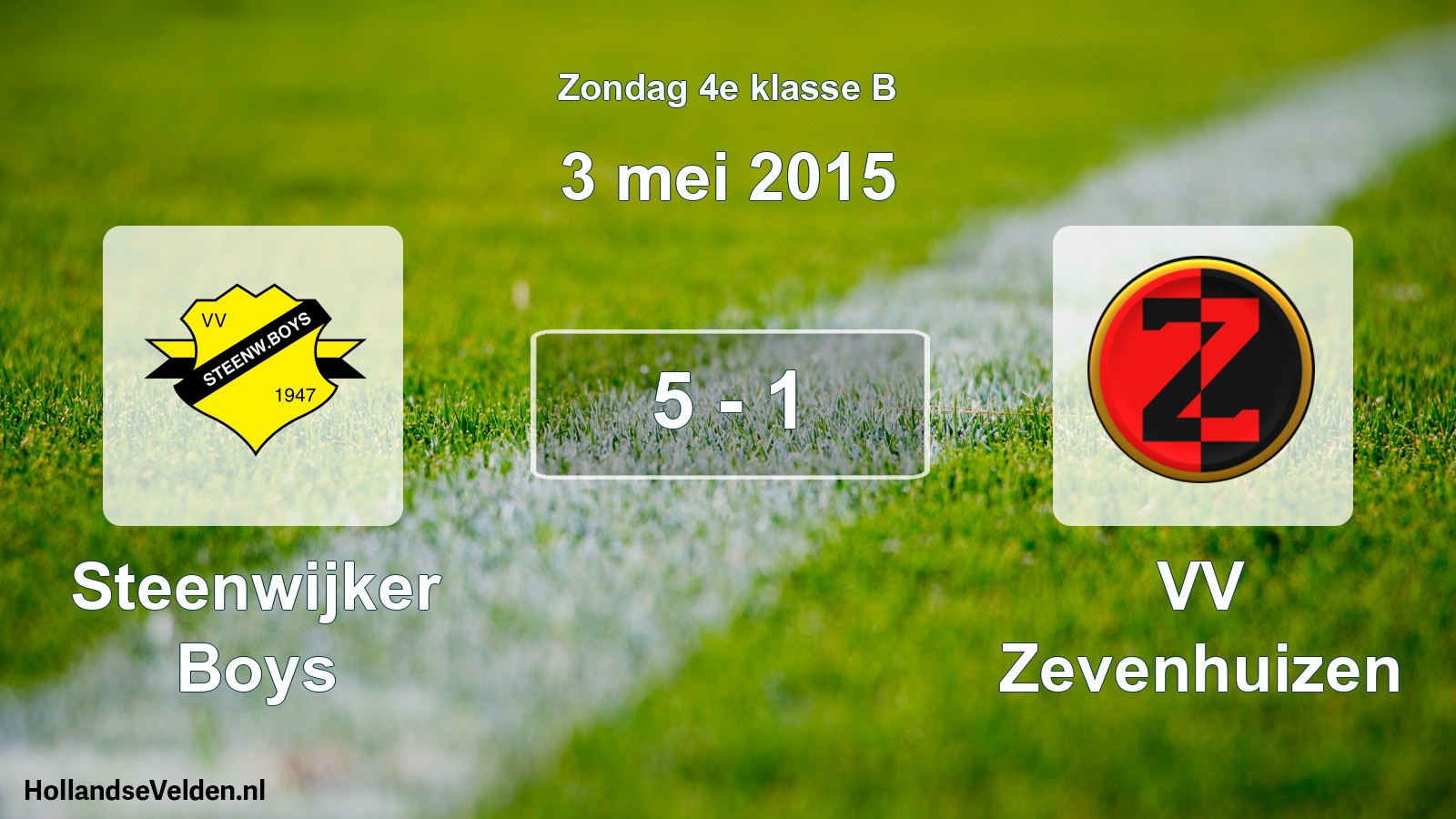 Total number of matches played: Steenwijker Boys - VV Zevenhuizen 5 - 1 (3 May 2015)