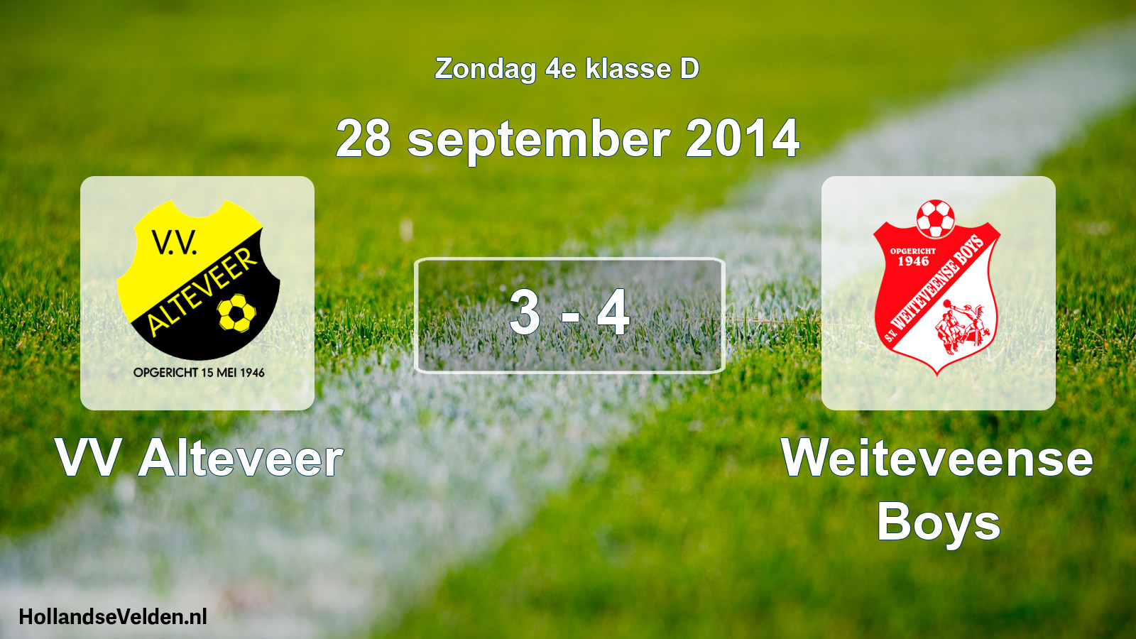 Total number of matches played: VV Alteveer - Weiteveense Boys 3 - 4 (28 September 2014)
