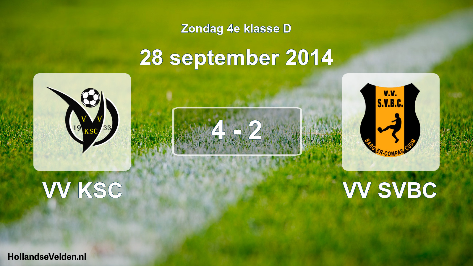 Total number of matches played: VV KSC - VV SVBC 4 - 2 (28 September 2014)