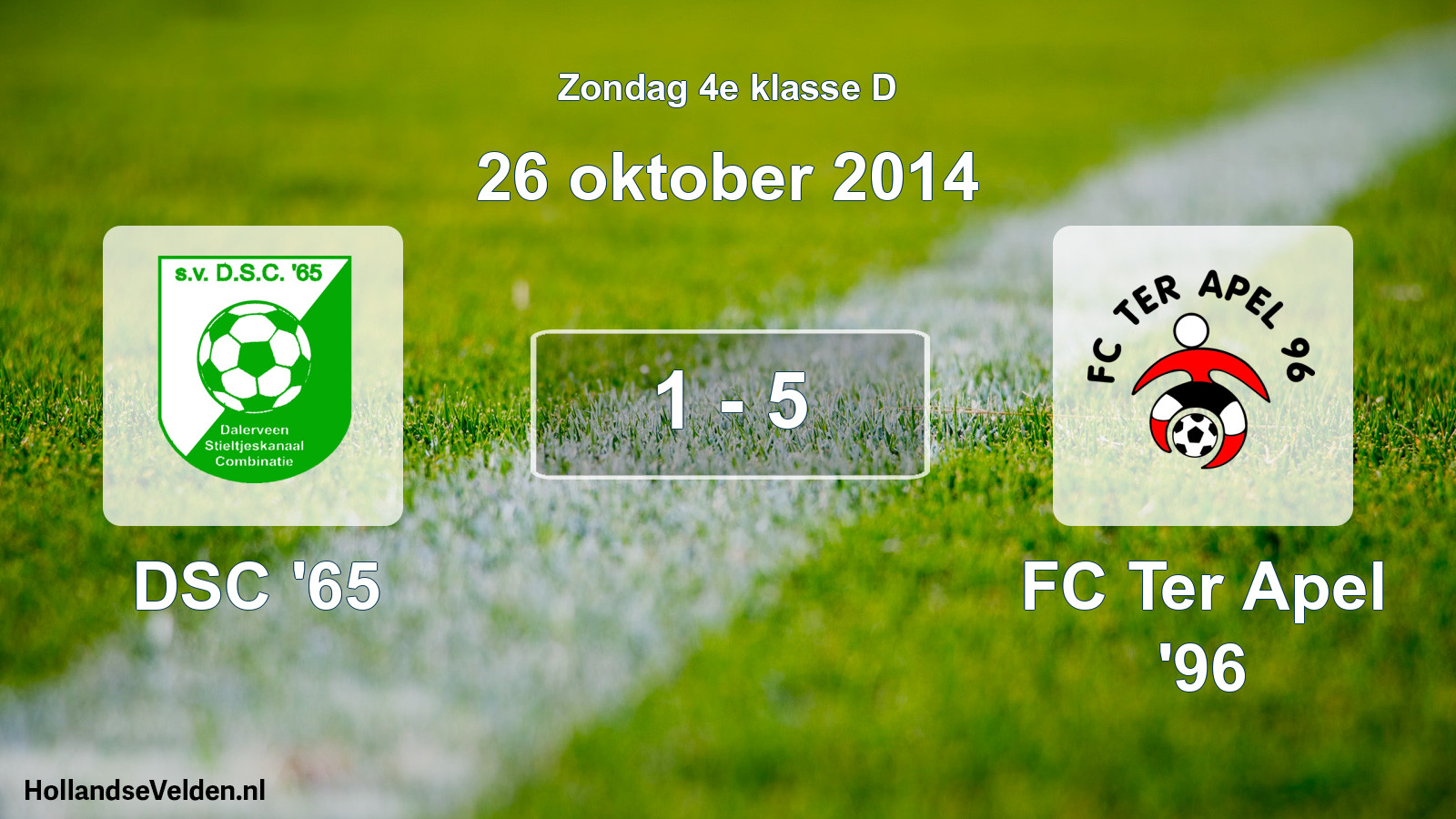 Total number of matches played: DSC '65 - FC Ter Apel '96 1 - 5 (26 October 2014)