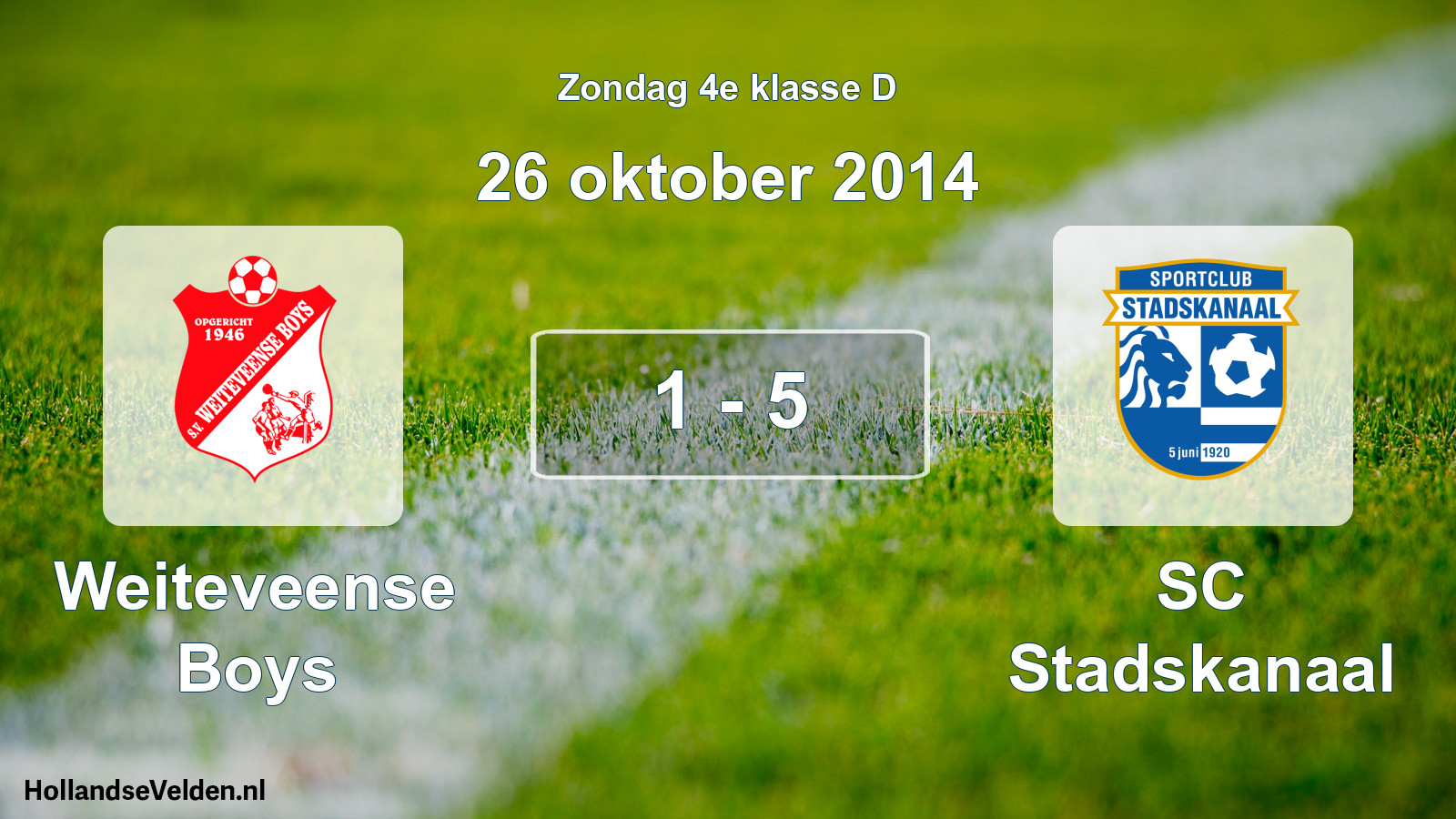 Total number of matches played: Weiteveense Boys - SC Stadskanaal 1 - 5 (26 October 2014)