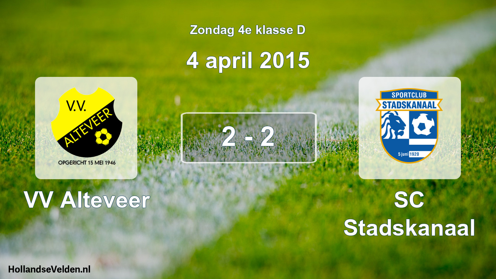 Total number of matches played: VV Alteveer - SC Stadskanaal 2 - 2 (4 April 2015)