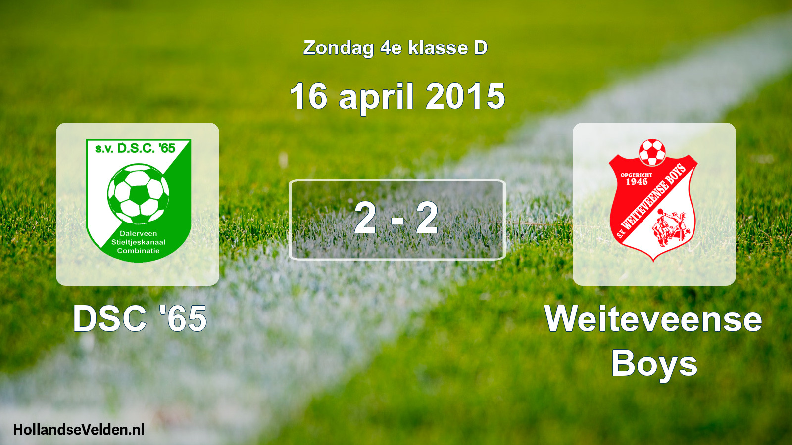 Total number of matches played: DSC '65 - Weiteveense Boys 2 - 2 (16 April 2015)